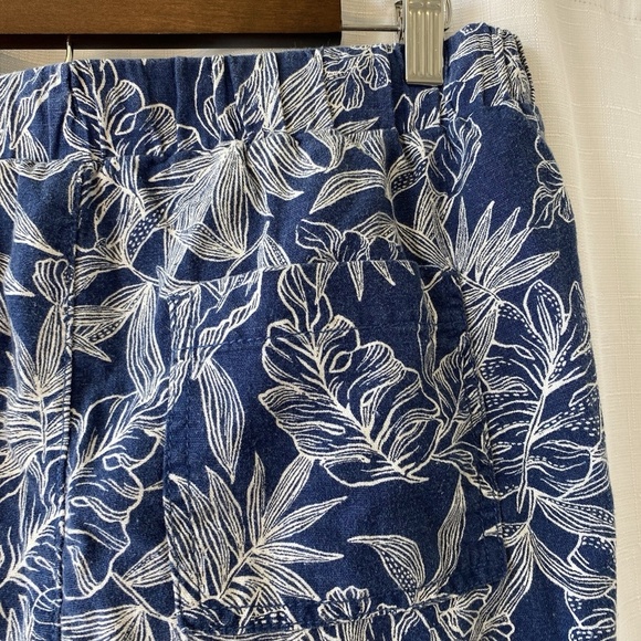 Womens Medium BRIGGS Linen Blend Shorts Navy Blue White Hawaiian Print - Picture 8 of 12